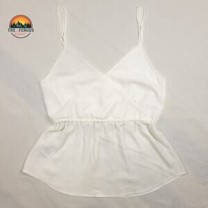 Aritzia Babaton Warren White Chiffon Camisole Drawstring Tie Waist Blouse Sz XXS